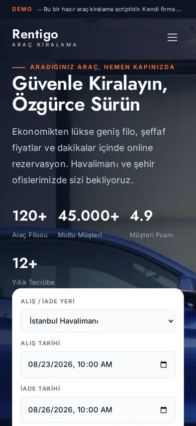 Araç Kiralama Scripti — mobil ekran görüntüsü