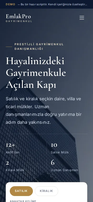 Emlak İlan Scripti — mobil görünüm