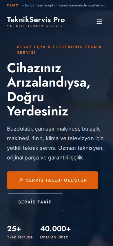 Teknik Servis Yönetim Scripti — mobil ekran görüntüsü
