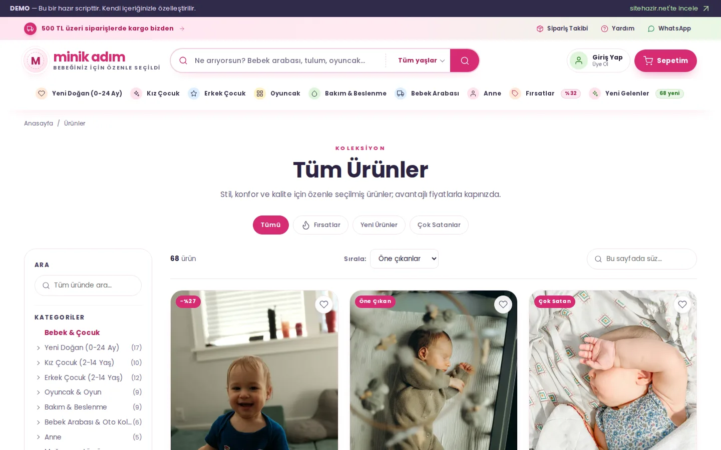 Ürün listesi & filtreler
